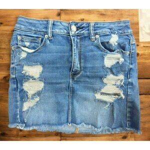 American Eagle Womens Distressed Jean Mini Skirt 8